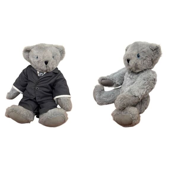 Vermont Teddy Bear Company Jointed Gray 16" with Blue Signature Eyes Gray Suit - Picture 16 of 16